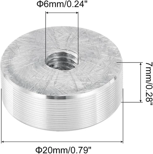 Miniatura 2 de uxcell M6 Rosca 0.787 in de diámetro de forma redonda de aluminio disco hardware 1pcs, aluminio círculo disco vidrio adaptador superior para mesa