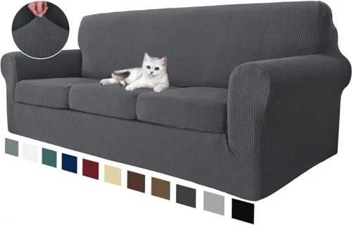 Miniatura 44 de MAXIJIN Fundas para sillas de 2 piezas con brazos, súper elásticas, para sala de estar, perros, a prueba de mascotas, protector de sofá ajustable