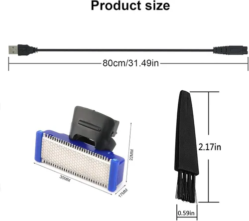 Miniatura 2 de LinMei Solo - Cable de carga de repuesto para cabezal y afeitadora para hombre, recortadora eléctrica con cepillo limpio Negro