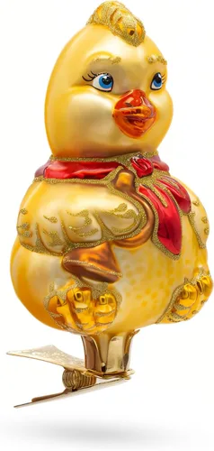 BestPysanky Adorno navideño de cristal con clip de pollito para bebé