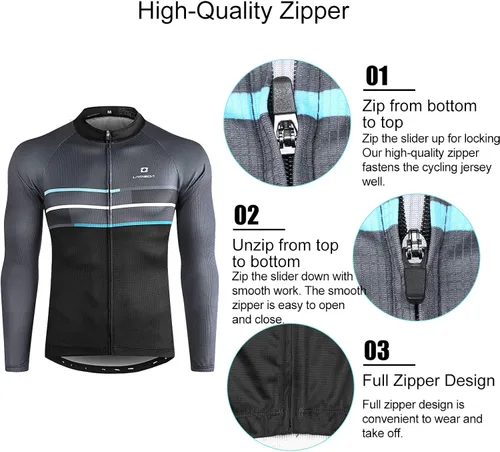 Miniatura 4 de LAMEDA Cycling Jersey Mens Long Sleeves Athletic Bicycle Mountain Bike