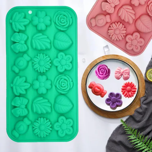 Miniatura 5 de Moldes de silicona para caramelos, 2 unidades de silicona gomosas de margarita, flor de tulipán, pajarita, hojas de caramelo, caramelo, gelatina