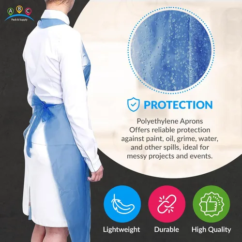 Miniatura 4 de ABC PACK & SUPPLY Delantales desechables Delantales de plástico unisex impermeables para servicio de alimentos Pintura Lavaplatos, Azul Rojo
