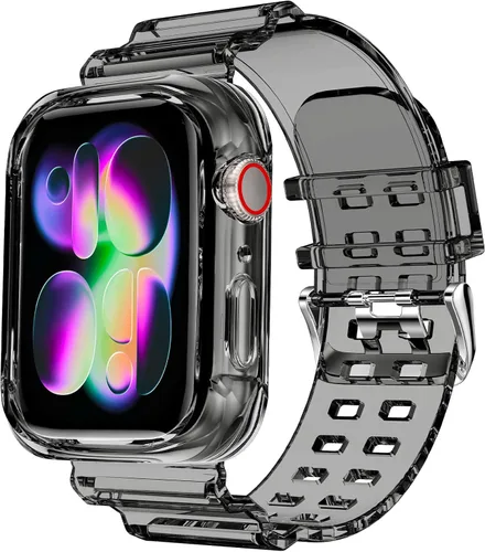 Miniatura 34 de DABAOZA - Correa compatible con Apple Watch de 49 mm, 46 mm, 45 mm, 44 mm, 42 mm, 41 mm, 40 mm, 38 mm, con protector, correa de TPU brillante