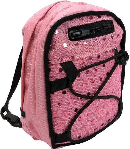 American Fashion World Mochila escolar de lentejuelas rosas para muñecas de 14 pulgadas | Calidad premium y diseño moderno | Accesorios para muñecas