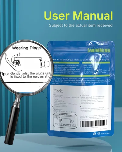Miniatura 7 de Tapones para los oídos de natación para adultos, 2 pares de tapones impermeables para los oídos para nadadores, hombres, mujeres, lavables