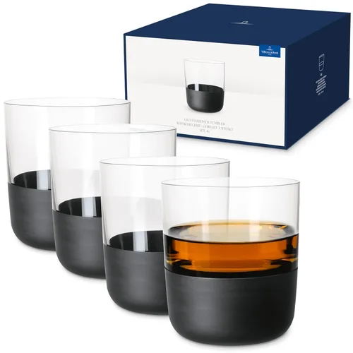 Miniatura 9 de Villeroy & Boch Manufacture Rock Collection - Juego de 4 vasos de cristal con base negra mate, fabricado en Europa, capacidad de 10 onzas
