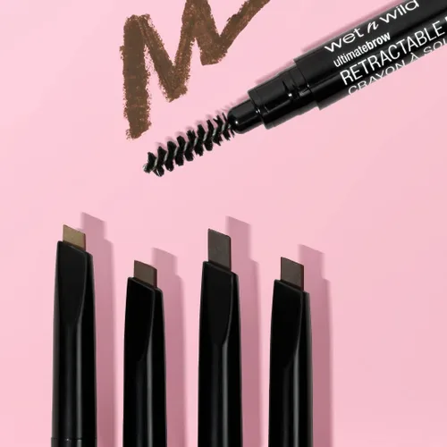 Miniatura 10 de wet n wild Lápiz definidor retráctil de cejas definitivo, color marrón ceniza, cepillo de cejas de doble cara, punta fina, formas, define, rellena