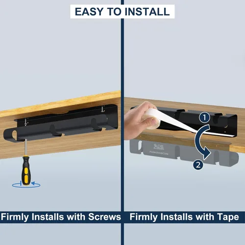 Miniatura 4 de Bandeja de organización de cables para debajo del escritorio (paquete de 2) – Organizador de cables de metal resistente de 16 pulgadas debajo