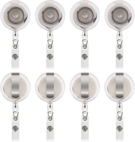 Miniatura 10 de JANYUN 50 Piezas Clips Retráctiles de Carrete de Insignias Portador para Colgar Tarjeta de Identificación Nombre Llavero (Negro)