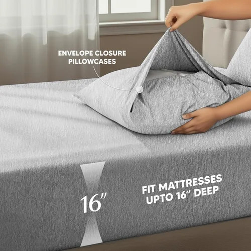 Miniatura 128 de Utopia Bedding Juego de sábanas Queen – Sábanas de 4 piezas para cama tamaño Queen, microfibra suave y transpirable, incluye 1 sábana bajera, 1 Gris