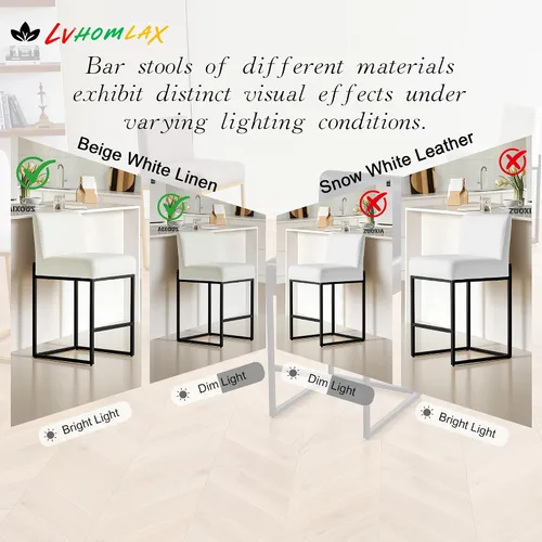 Miniatura 4 de Taburetes de bar de altura de mostrador, taburetes de bar de 26 pulgadas, 1 juego, taburetes de cocina modernos de cuero sintético con respaldos