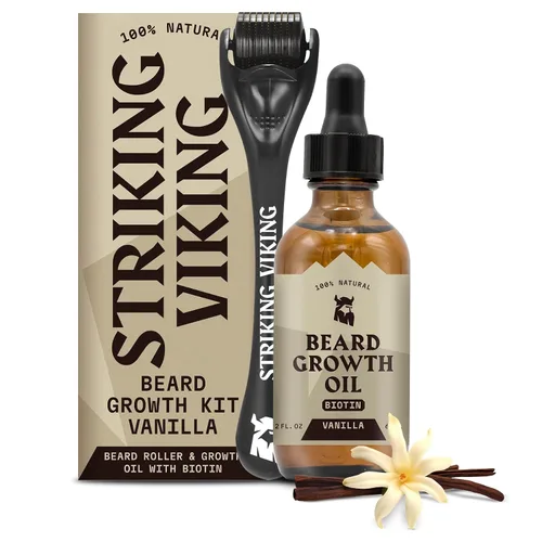 Miniatura 9 de Striking Viking Aceite de crecimiento de barba para hombres, 2 onzas líquidas, sándalo, aceite de barba espesante y acondicionador con biotina