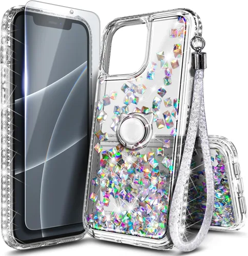 Miniatura 25 de NGB Diseñada para Funda de Teléfono iPhone 11, Morado/Azul Funda Bonita con Purpurina Líquida Brillante para Mujeres Niñas Niños con Protector