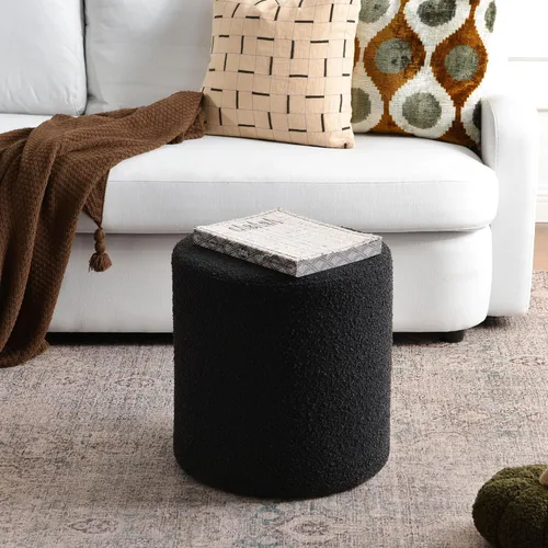 Miniatura 8 de KINWELL Silla giratoria Boucle de 34 pulgadas con juego otomano redondo de 18 pulgadas, juego totalmente ensamblado de silla y reposapiés de sherpa
