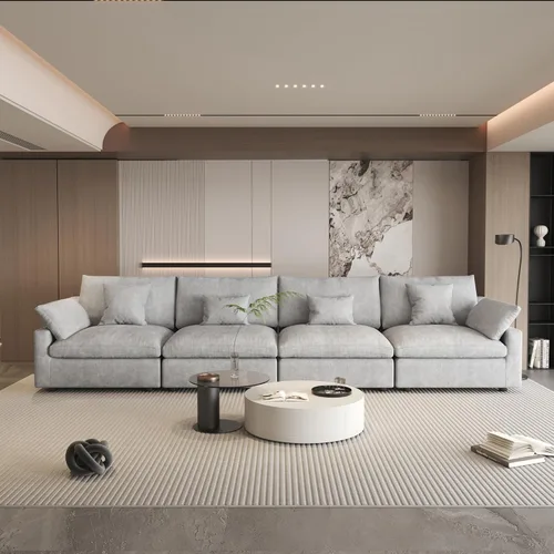 Miniatura 12 de WJShome Sofá Seccional Cloud Couch de 83 pulgadas para sala de estar, sofá seccional modular relleno de plumón, sofás en forma de L con otomana
