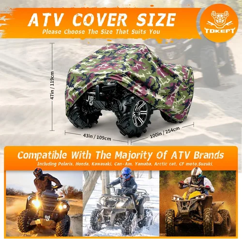 Miniatura 2 de 190T - Funda impermeable para cuatrimoto, ATV y ATC, color negro, 3XL, camuflaje Camouflaje
