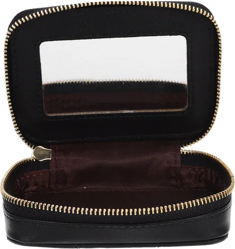 Miniatura 5 de FOMIYES Bolsa de retoque para bolso de mano, bolsa de maquillaje de piel de vaca, color negro con bolsas de espejo para monedero pequeño