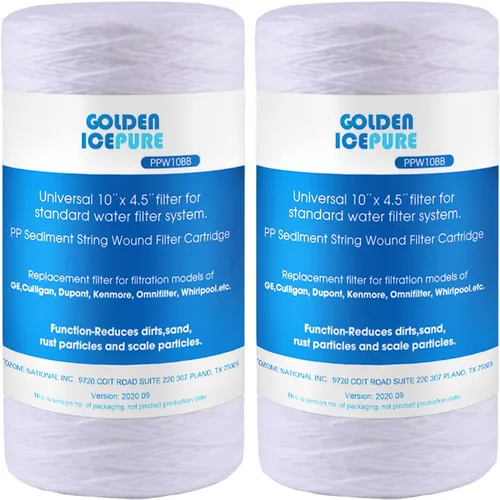 GOLDEN ICEPURE Filtro de agua para heridas de sedimentos de 5 micrones, 10 pulgadas, 4.5 pulgadas, para toda la casa, para 84637, WPX5BB97P, PC10,
