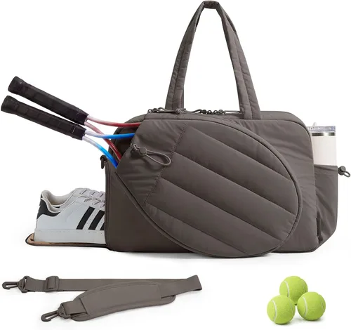 Miniatura 8 de BAGSMART - Bolsa de tenis y gimnasio para mujeres, con compartimento para 2 raquetas, compartimento para zapatos y bolsillo para cosas húmedas