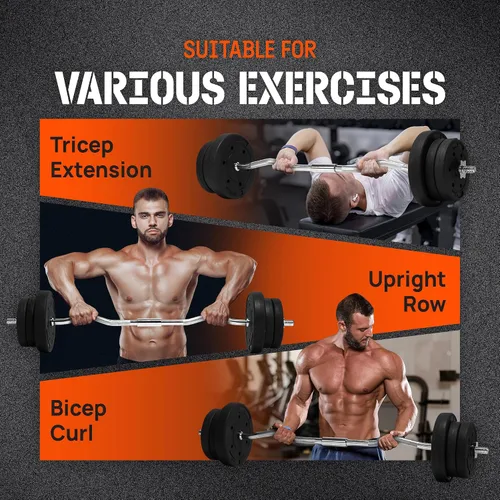 Miniatura 8 de Yes4All Standard Straight Barbell 60" & EZ Curl Bar 47", Capacity 200 to 480 LB, Weight Bar 1" to 2" Diameter - Star Lock Collars, Rubber Ring, I.
