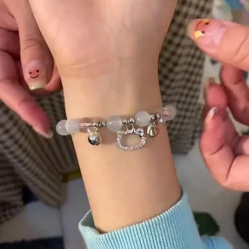 Miniatura 3 de KT - Pulseras de gato Y2k Gyaru Kawaii Gato lindo ópalo cuentas pulseras elásticas para niñas y mujeres, Ópalo