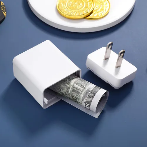 Miniatura 9 de Uonlytech Cargador falso con compartimento secreto, pastillero secreto, monedas, caja de almacenamiento para objetos de valor