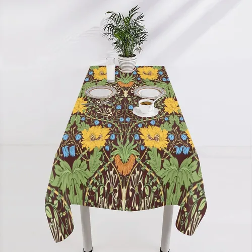 Miniatura 45 de Mantel Floral Retro de Pájaros, Diseño Original Bohemio William Morris Estampado Cubierta de Mesa para Hogar Picnic Fiesta Comedor Cocina William
