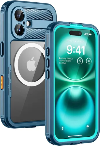 Miniatura 21 de Lanhiem Funda magnética para iPhone 17 Pro Max, IP68 impermeable, a prueba de polvo, compatible con Magsafe, protector de pantalla integrado, cuerpo