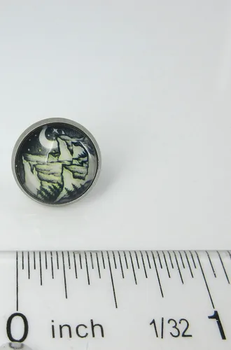 Miniatura 4 de Pendientes de cristal con estampado de montaña nevada y estrellas de luna y cielo nocturno, 0.472 in, negro, blanco, amarillo