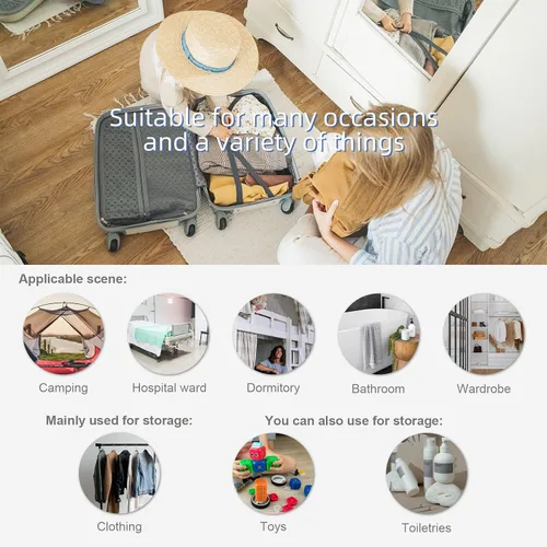 Miniatura 11 de TABITORA - Estantería portátil y plegable de gran capacidad con ganchos para colgar, ideal como almacenamiento para viajes