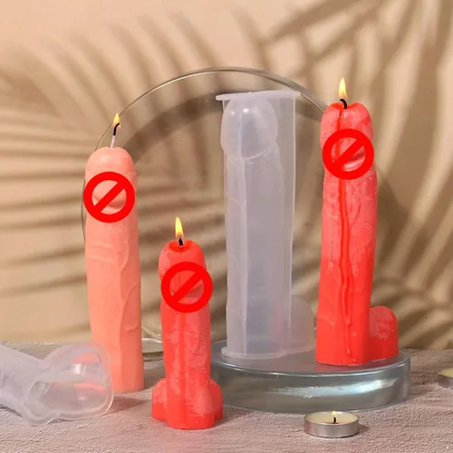 Miniatura 2 de iiniim Novedoso molde de vela 3D reutilizable hombres genital silicona vela molde fabricación de velas DIY pastel jabón suministros 18CM talla única