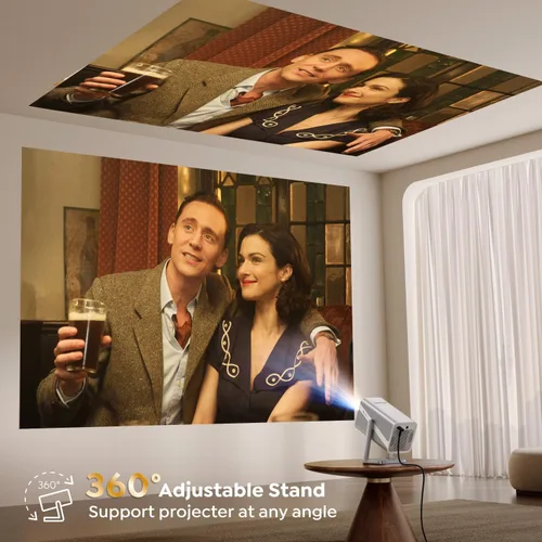 Miniatura 11 de Soporte 4K, enfoque automático, soporte ajustable de 360°: proyector inteligente 4K con WiFi 6 y Bluetooth5.2, mini proyector portátil nativo 1080P