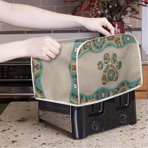 Miniatura 3 de Tostadora de 2 rebanadas con estampado de mandala bohemio, cubierta a prueba de polvo con protección de huellas dactilares Pata de mandala boho