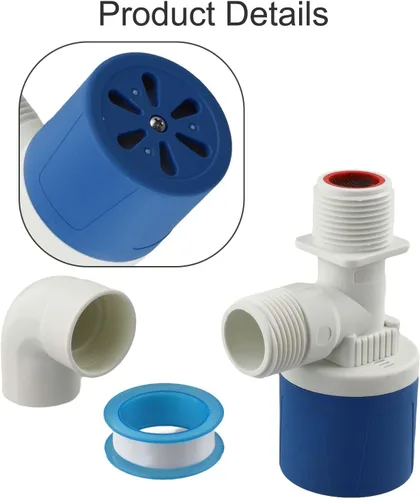 Miniatura 2 de Válvula de flotador con control automático de nivel de agua para un funcionamiento confiable en tanques de agua e hidroponía, construcción (B)