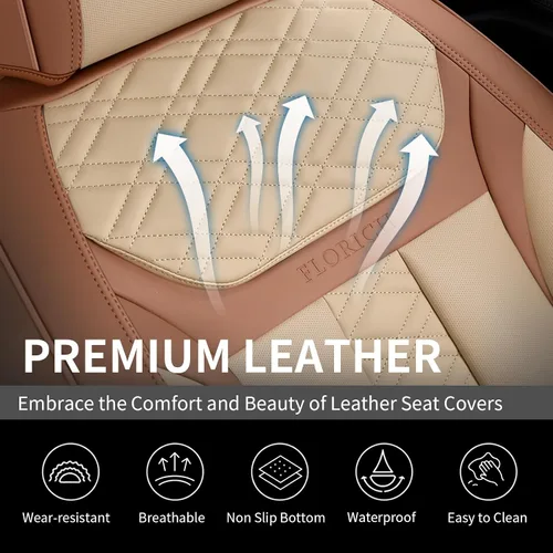 Miniatura 2 de FLORICH Fundas de asiento delantero, 2 piezas, fundas de asiento para automóviles, fundas de asiento universales de cuero de lujo, accesorios