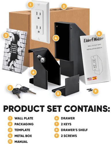 Miniatura 5 de Elder Welder® Caja fuerte de pared oculta con toma eléctrica Placa de pared 100% real incluida Fácil de instalar Caja fuerte oculta