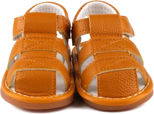 Miniatura 6 de CINDEAR Boys Girls Summer Squeaky Sandals Closed-Toe Anti-Slip Premium Rubber Sole Toddler First Walkers Shoes