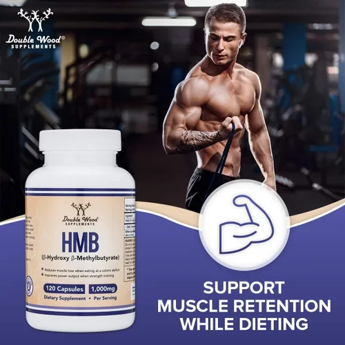 Miniatura 5 de Double Wood Supplements Suplemento HMB, probado por terceros, sin OMG, sin gluten, 120 cápsulas, 1000 mg por porción, 500 mg por cápsula
