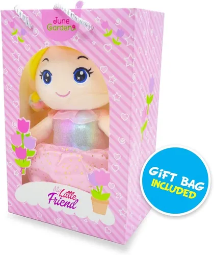 Miniatura 3 de June Garden Muñeca de trapo suave XL Princess Marina Crystalheart - Adorable muñeca de tamaño real de peluche para niñas, vestido azul