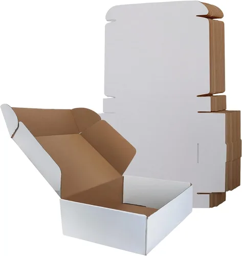 Miniatura 49 de RLAVBL Juego de 25 cajas de envío de 10 x 8 x 3, caja de cartón corrugado blanca para embalaje, correo, negocios Blanco