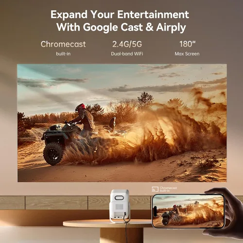 Miniatura 7 de [Android TV/control de voz] WANBO T2 Ultra ASA 3.0 Proyector inteligente con WiFi y Bluetooth, Native 1080P FHD, 500 ANSI, altavoces estéreo DSP