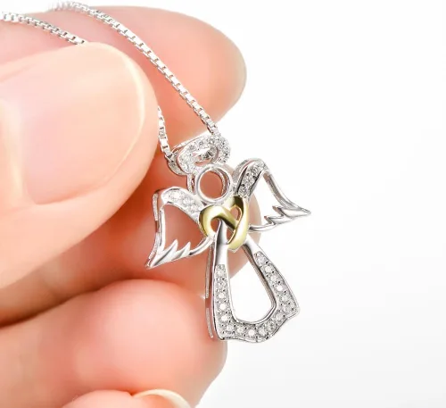 Miniatura 3 de DAOCHONG Collar de ángel de la guarda para mujer, plata de ley, con colgante de alas "You Are My Angel", regalo de joyería para niñas