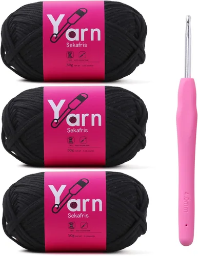 Miniatura 44 de Hilo de Crochet con Hilo de Algodón para Crochet – Hilos de Crochet Tejido para Principiantes con Puntadas Fáciles de Ver – Hilo para Crochet