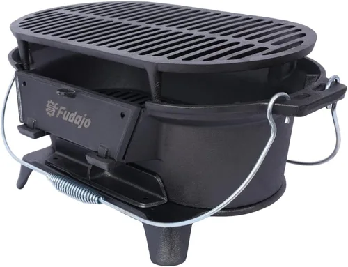 Miniatura 4 de Parrilla de Hierro Fundido Hibachi – Barbacoa portátil de carbón para cocinar al aire libre, sartén de mesa duradera, pequeño cocedor de carbón