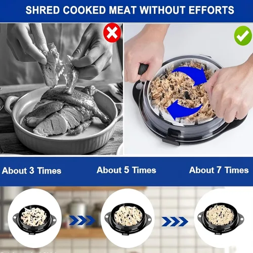 Miniatura 4 de Trituradora de pollo, trituradora de carne torcida, grande para pechugas de pollo, carne de cerdo desmenuzada con garras de acero inoxidable 304
