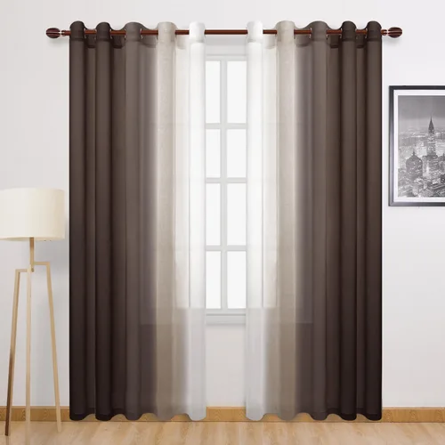 Miniatura 113 de DWCN Cortinas Transparentes de Lino Sintético Negro Degradado Ombré - Cortinas Semi Transparentes de Gasa con Ojales en la Parte Superior