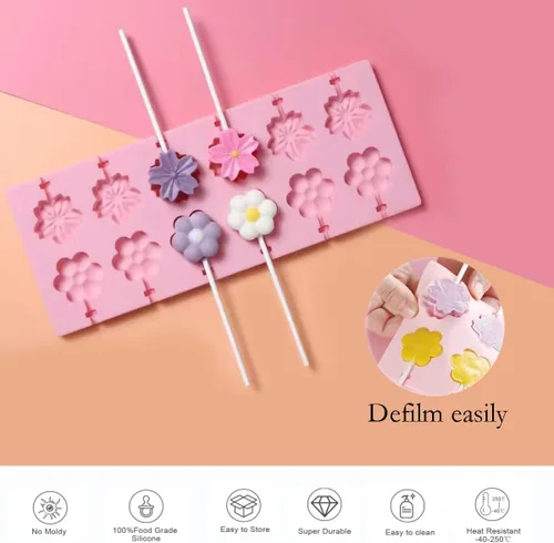 Miniatura 3 de Molde de silicona para piruletas de flores: el molde de piruleta de chocolate se puede utilizar para hacer una variedad de dulces hechos a mano como