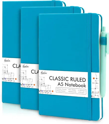 Miniatura 16 de feela Paquete de 3 Cuadernos Diarios a Granel, Cuaderno de Tapa Dura Clásico con Rayas Rayado Diarios con Soporte para Bolígrafo para Mujeres Niñas