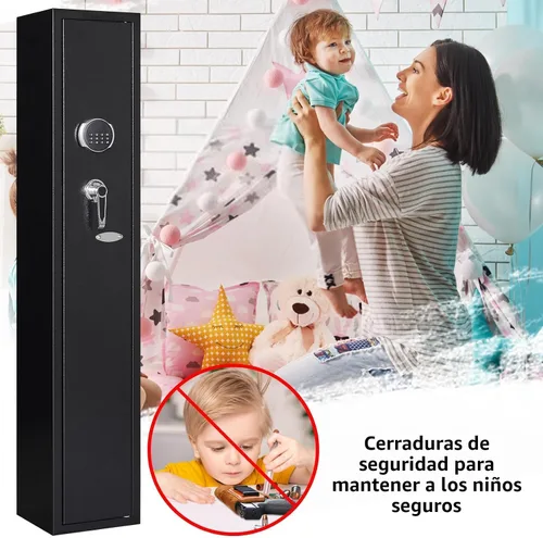 Miniatura 8 de KAER Caja fuerte para armas 2-3, caja fuerte para rifles y pistolas, gabinete de armas para escopetas, gabinete largo para escopetas con estante